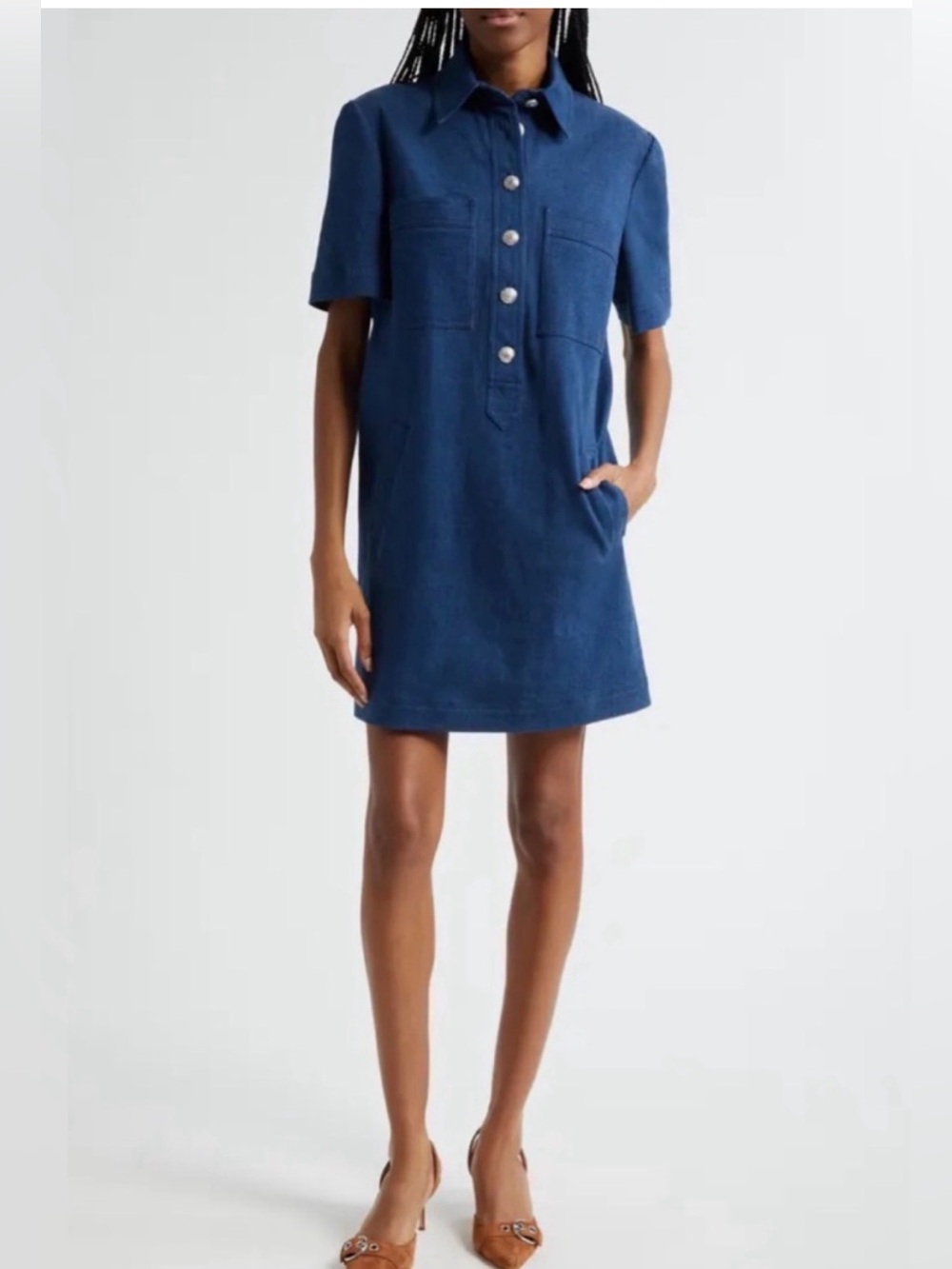 NWOT Veronica Beard Preppy Denim Koulis Short Sleeve 1/2 Dress Sz 8
